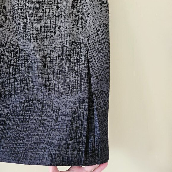 Les Copains Skirt L Knee Length Front Fold Grey Textured Lined Circle Sz EUR 42 - Picture 3 of 14